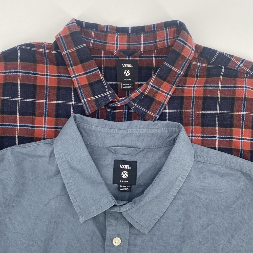 Vans‎ Lot of 2 Lawson Solid Woven Button up Shirt Skate Style Loose-Fit Men's XL